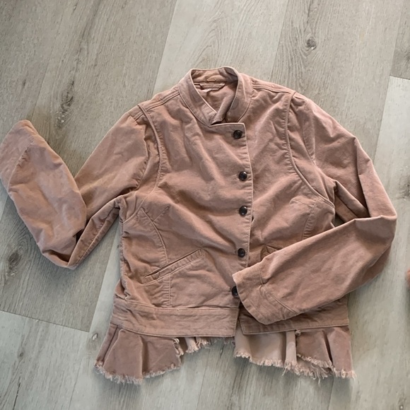 Free‎ People Jagger Blazer Pink Western Military Jacket Lace Up Cuff.  SZ XS - Picture 10 of 13